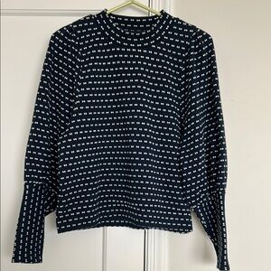 Navy and White Women's Top